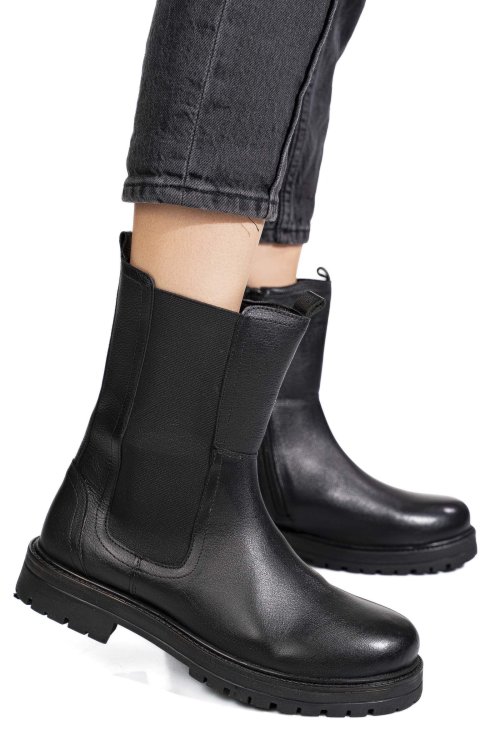 Fekete természetes bőr bakancs 5s7h2440276