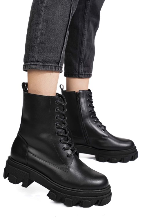 Fekete természetes bőr bakancs 1s7h51