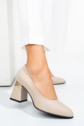Bézs természetes bőr magassarkú cipők 5s7h005