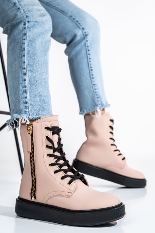 Rózsaszín természetes bőr bakancs ds7h2bg10