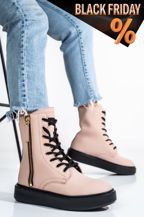 Rózsaszín természetes bőr bakancs ds7h2bg10