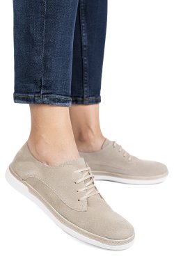 Bézs fordított bőr női lapos cipők 3s7h15