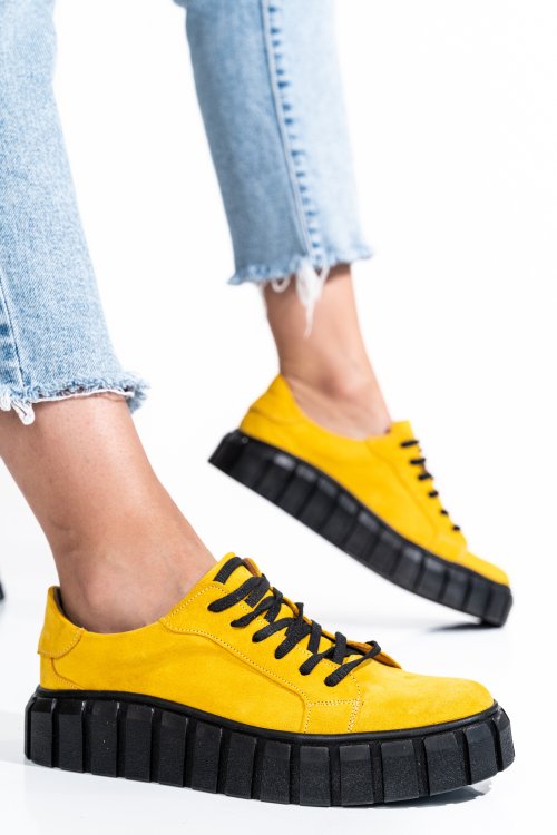 Sárga fordított bőr sport cipők 3s7h011