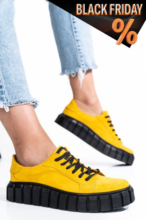 Sárga fordított bőr sport cipők 3s7h011