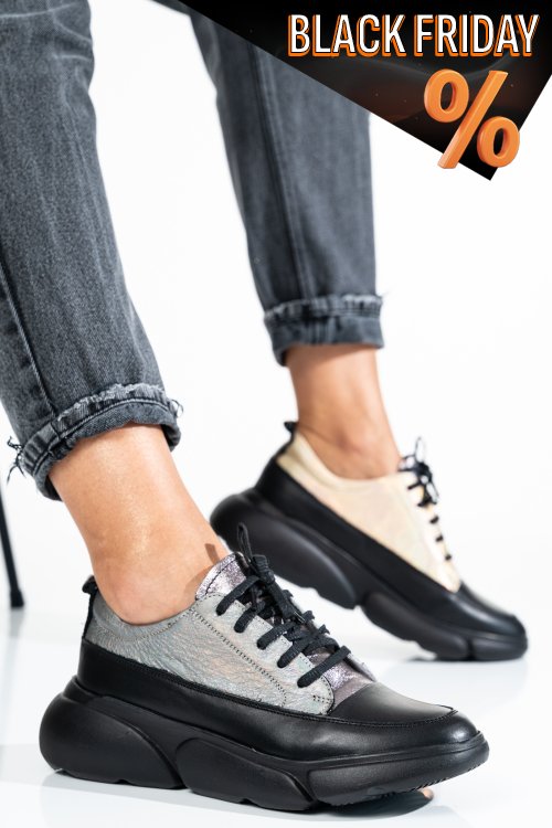 Fekete természetes bőr sport cipők 2s7h11608np-hor