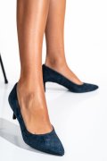 Tengerészkék fordított bőr magassarkú cipők 3s7h514