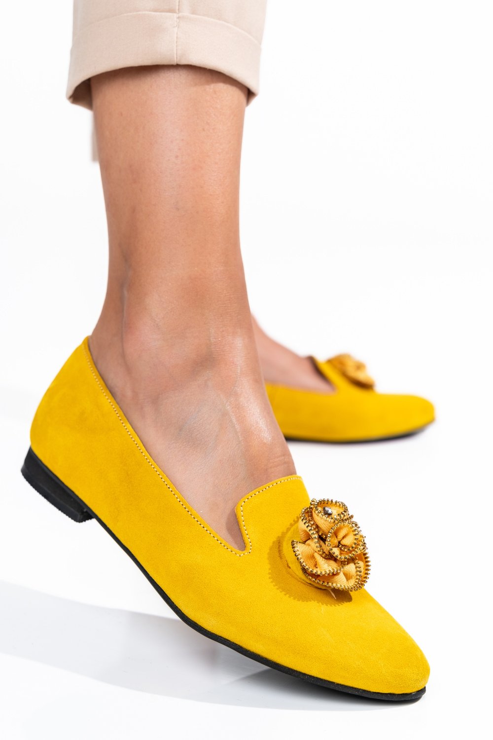 Sárga fordított bőr balett cipők 2s7h57br