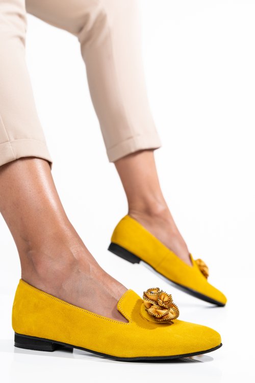Sárga fordított bőr balett cipők 2s7h57br