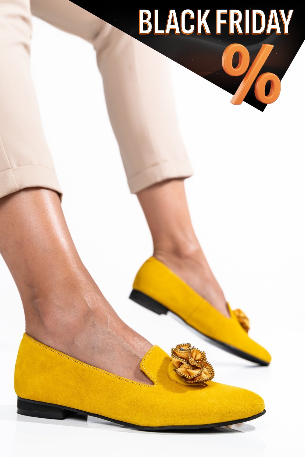 Sárga fordított bőr balett cipők 2s7h57br