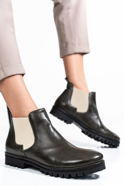 Zöld természetes bőr bakancs 4s7h6-673-130