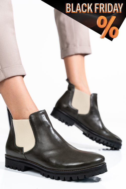 Zöld természetes bőr bakancs 4s7h6-673-130