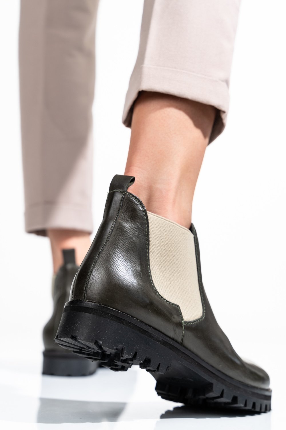 Zöld természetes bőr bakancs 4s7h6-673-130