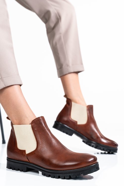 Barna természetes bőr bakancs 4s7h6-673-130