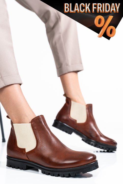 Barna természetes bőr bakancs 4s7h6-673-130