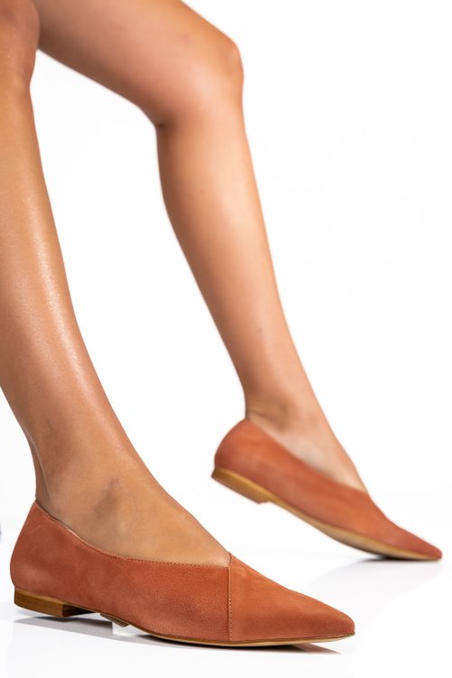 Narancs sárga fordított bőr balett cipők 1s7h467p