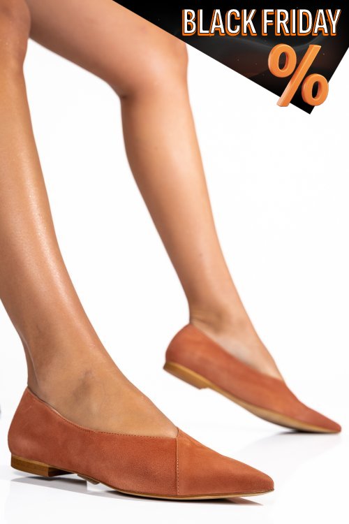 Narancs sárga fordított bőr balett cipők 1s7h467p