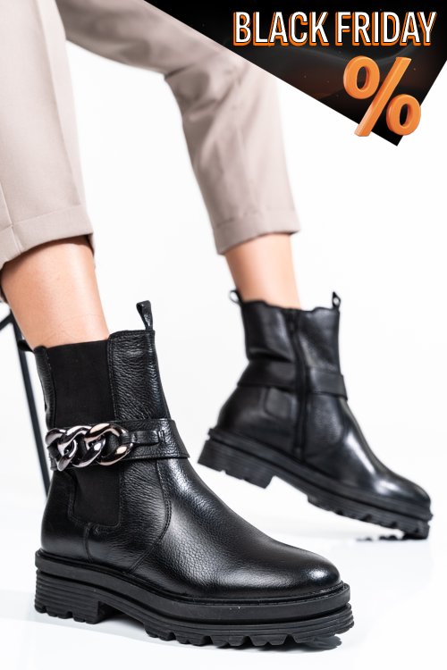 Fekete természetes bőr bakancs 2s7hll0051301