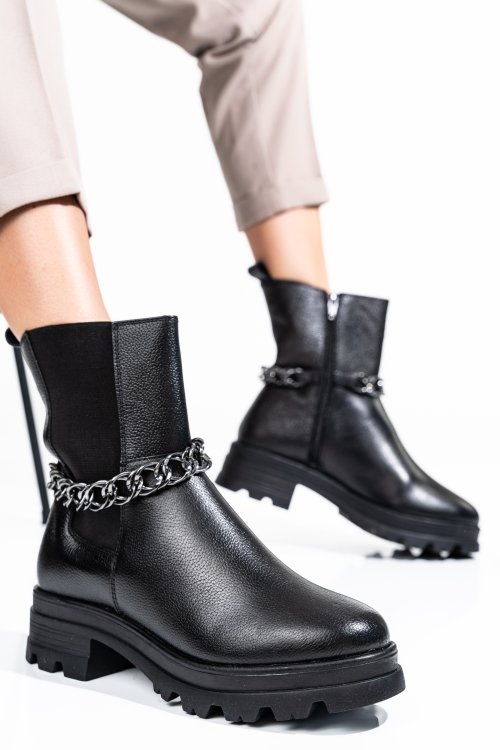 Fekete természetes bőr bakancs 2s7hns0021301