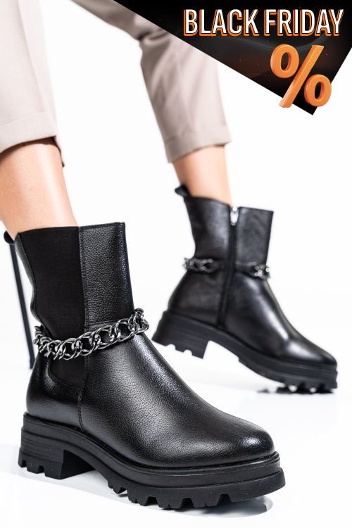 Fekete természetes bőr bakancs 2s7hns0021301