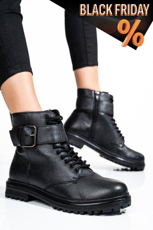 Fekete természetes bőr bakancs 2s7hyy0090201