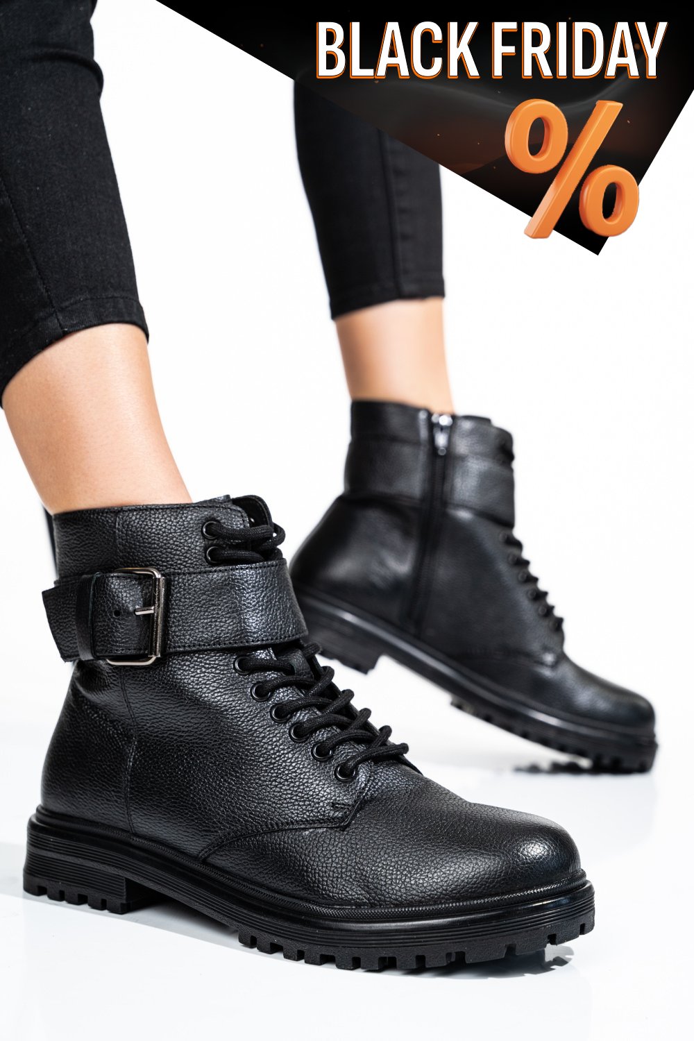 Fekete természetes bőr bakancs 2s7hyy0090201