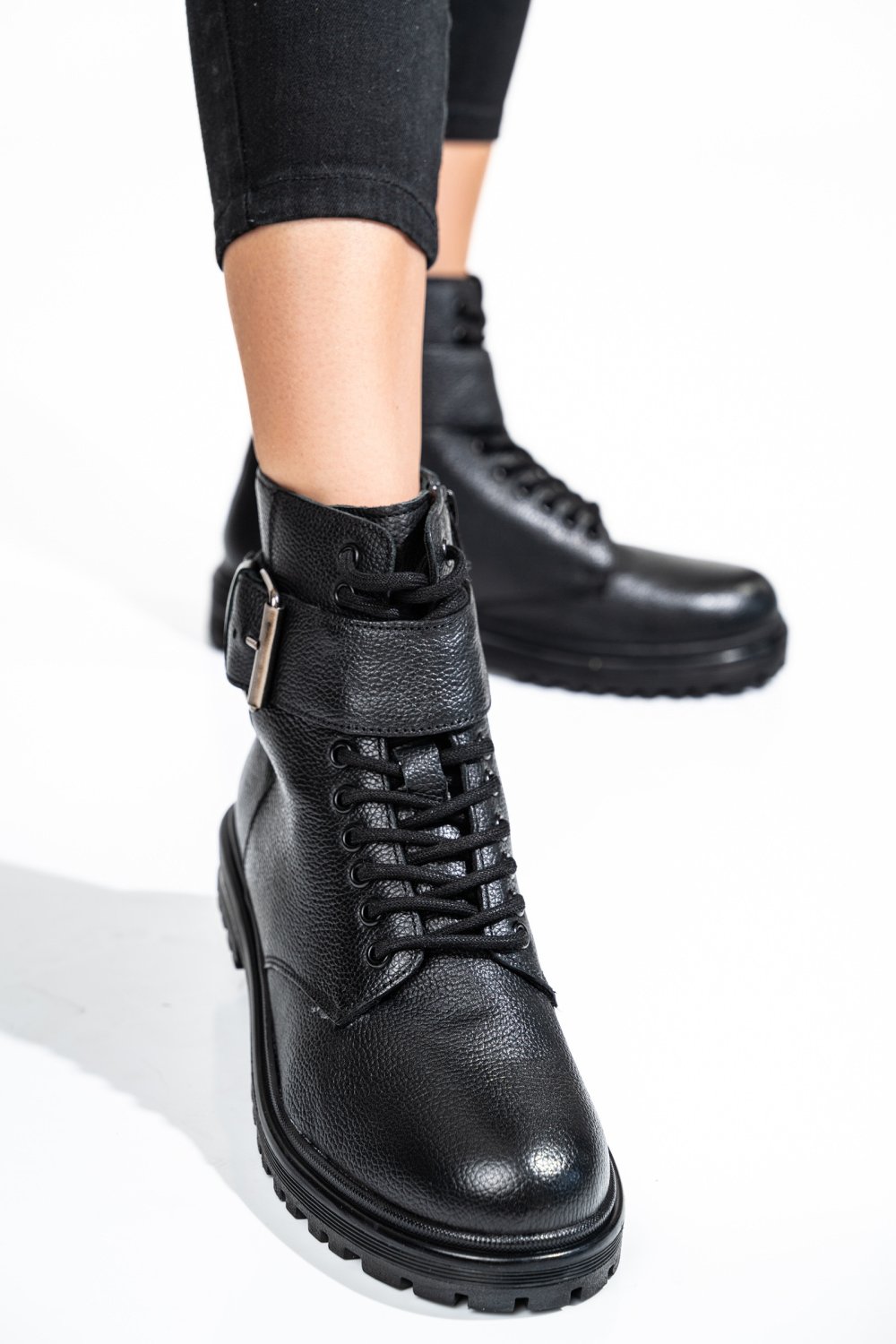 Fekete természetes bőr bakancs 2s7hyy0090201