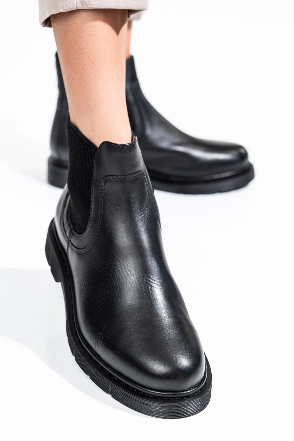 Fekete természetes bőr bakancs ws7hh-294h03