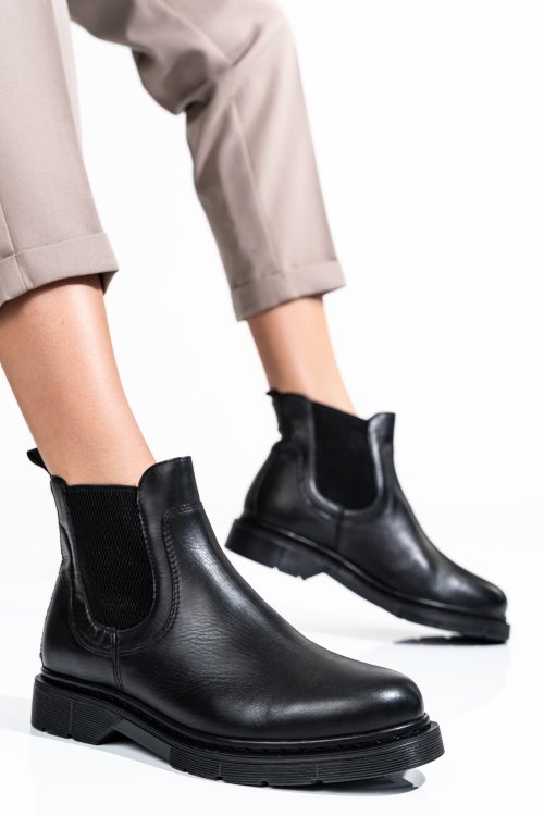 Fekete természetes bőr bakancs ws7hh-294h03