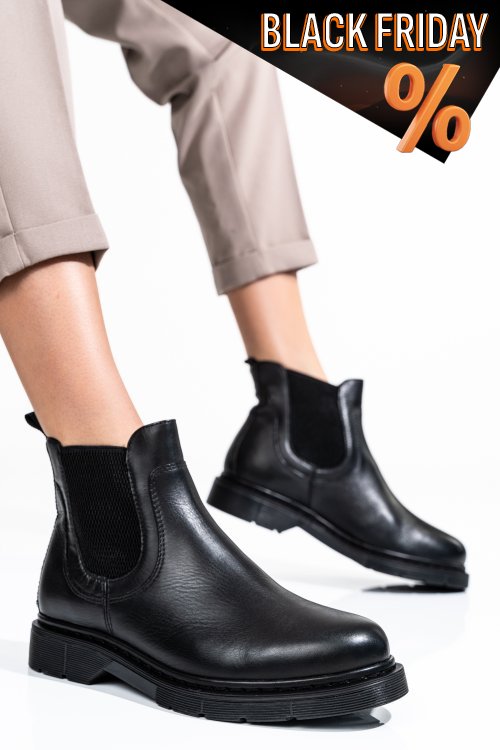 Fekete természetes bőr bakancs ws7hh-294h03