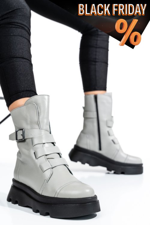 Szürke természetes bőr bakancs 2s7h22866np