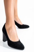 Fekete fordított bőr magassarkú cipők 3s7h015