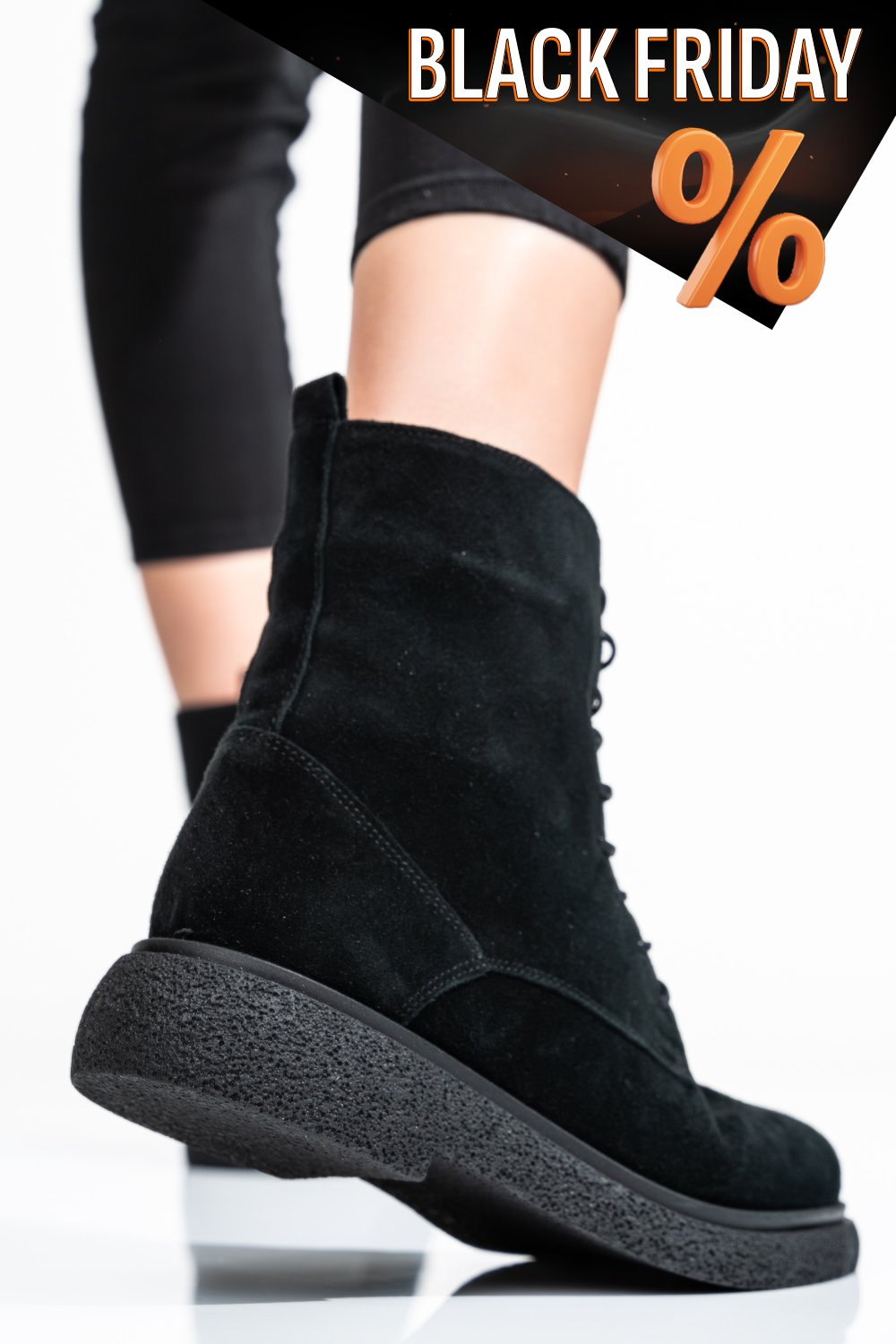 Fekete fordított bőr bakancs 2s7h32-002sp