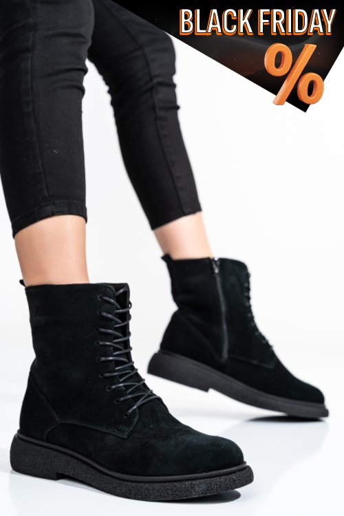 Fekete fordított bőr bakancs 2s7h32-002sp