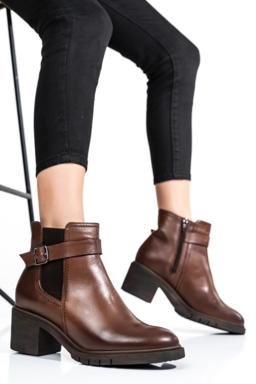 Barna természetes bőr bokacsizma 2s7h32-025np