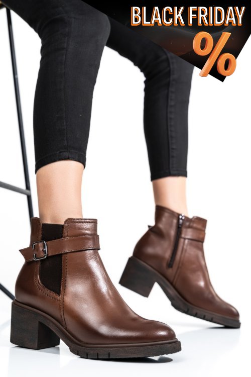 Barna természetes bőr bokacsizma 2s7h32-025np