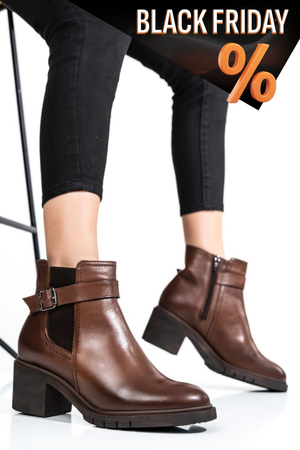 Barna természetes bőr bokacsizma 2s7h32-025np