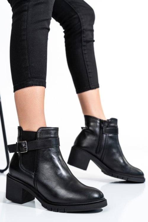 Fekete természetes bőr bokacsizma 2s7h32-025np