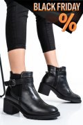 Fekete természetes bőr bokacsizma 2s7h32-025np