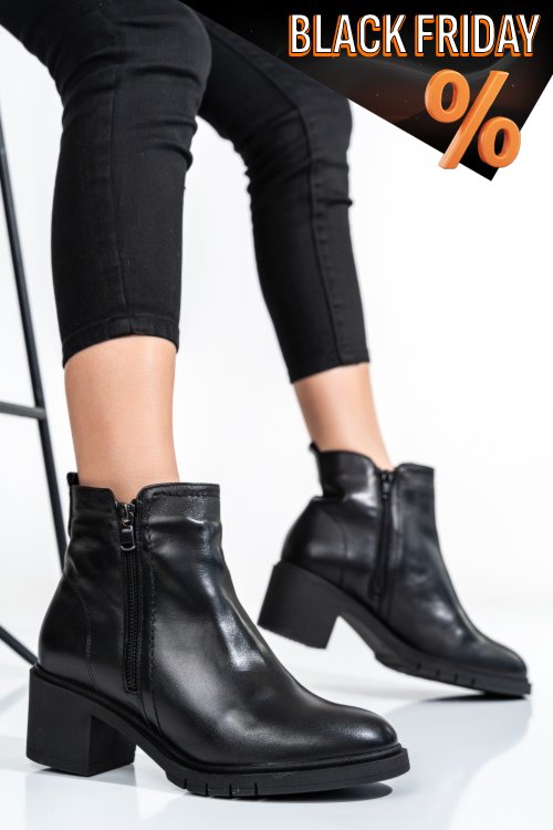 Fekete természetes bőr bokacsizma 2s7h32-026np
