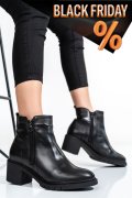 Fekete természetes bőr bokacsizma 2s7h32-026np