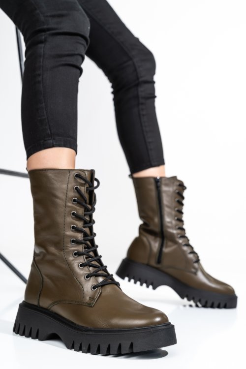 Khaki természetes bőr bakancs 2s7h32-052np