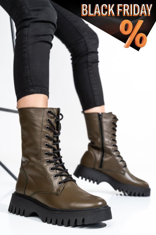 Khaki természetes bőr bakancs 2s7h32-052np