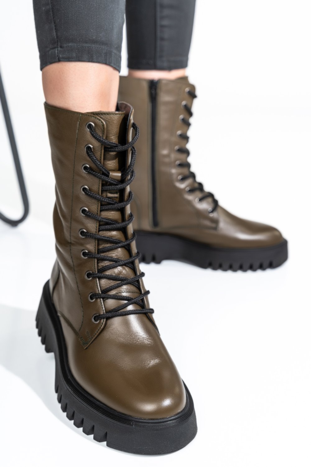 Khaki természetes bőr bakancs 2s7h32-052np