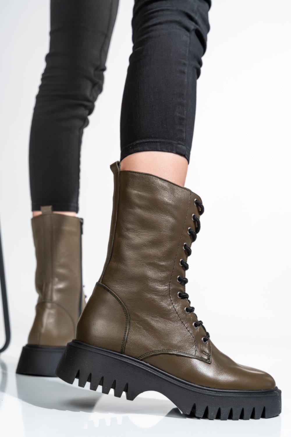 Khaki természetes bőr bakancs 2s7h32-052np