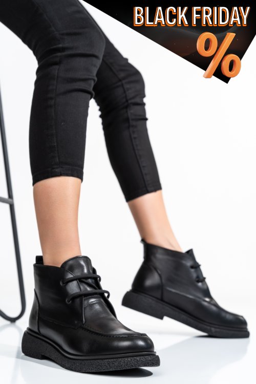 Fekete természetes bőr bakancs 2s7h32-001np