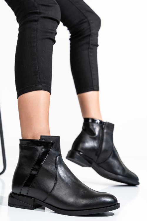 Fekete természetes bőr bakancs 2s7h32-006np-npk