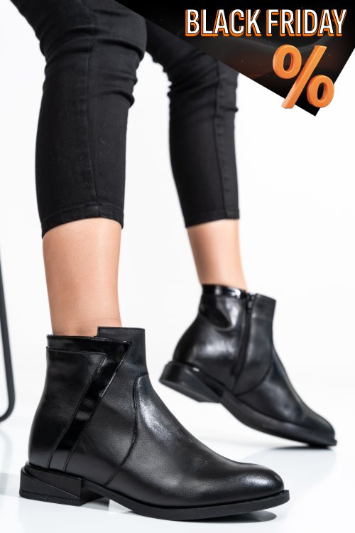 Fekete természetes bőr bakancs 2s7h32-006np-npk