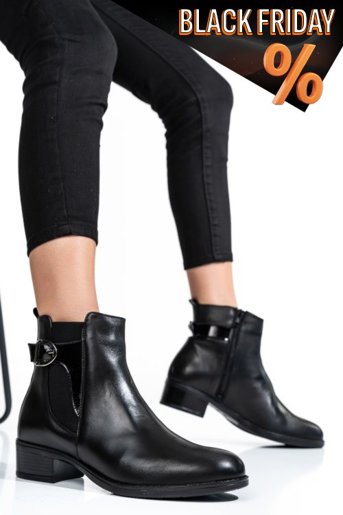 Fekete természetes bőr bakancs 2s7h32-008np