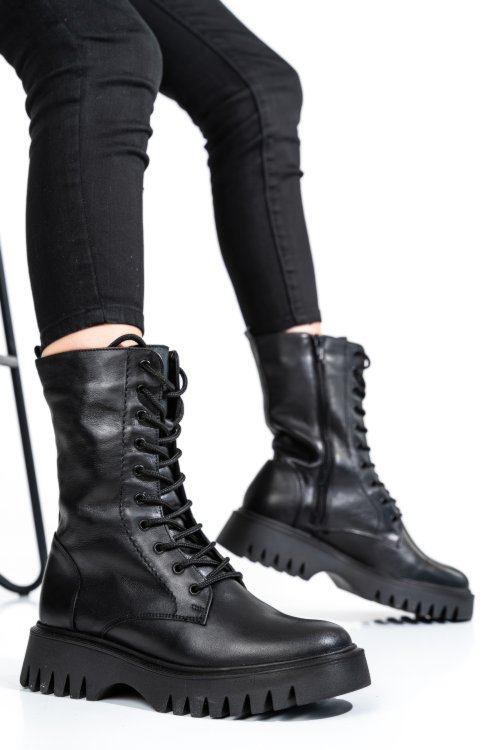 Fekete természetes bőr bakancs 2s7h32-052np