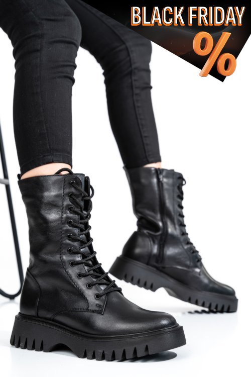 Fekete természetes bőr bakancs 2s7h32-052np